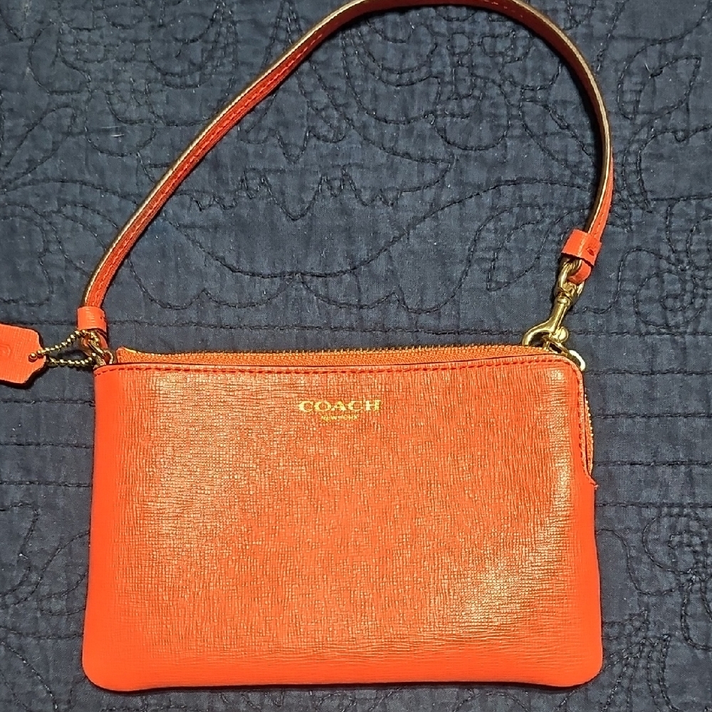 Coach Bold Red Wristlet Clean Like New